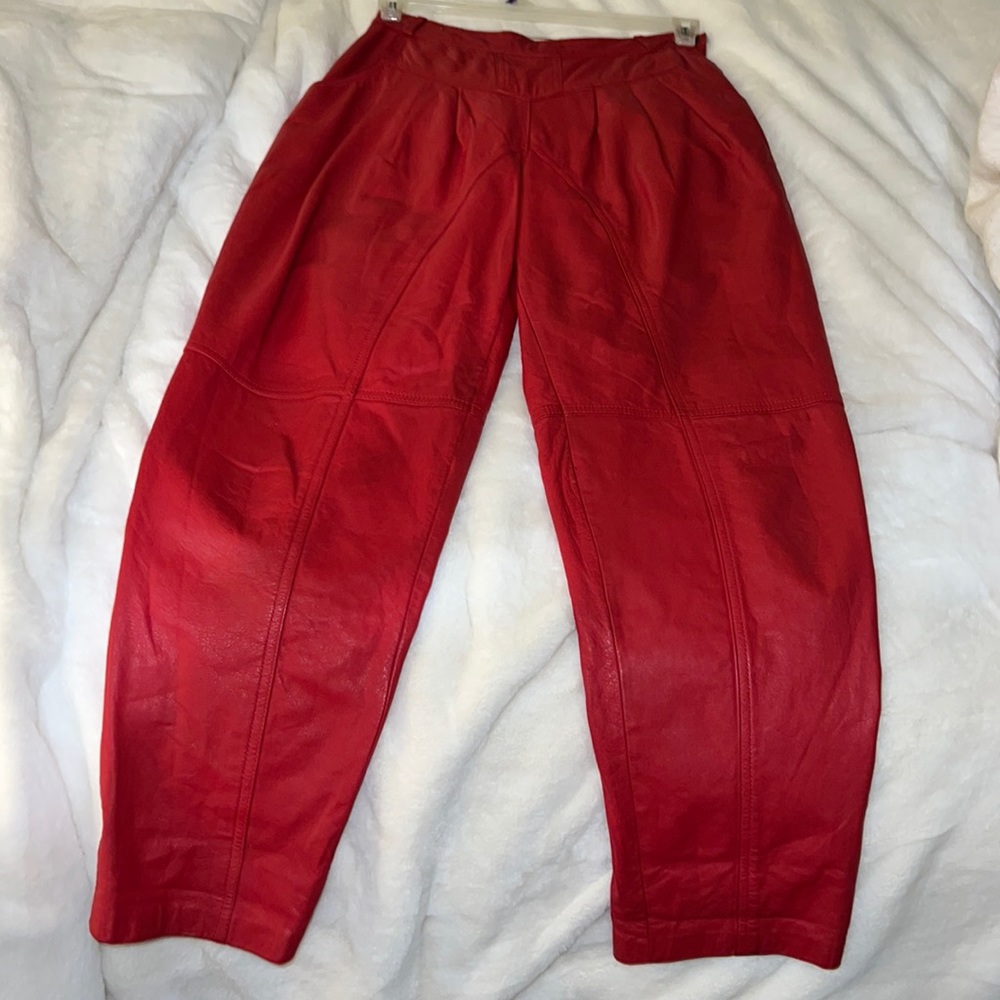 Genuine red leather pants
